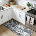 RELEANY Washable 2'x5' Abstract Area Rug for Living Room Black White - Image 2