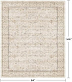Beige Floral Washabel Area Rug for Living Room - 7x9 Non Slip Rugs for Dining Room Under Table, Bedroom Under Bed, Modern Farmhouse Décor Indoor, Low Pile Soft Geometric Carpet with Rubber Backing - Image 2