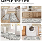 Boho Kitchen Mats for Floor 2PC Anti Fatigue Kitchen Rugs, Beige Grey - Image 6