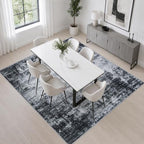 Area Rug Living Room: 8x8 Modern Washable Soft Carpet Dark Black - Image 4