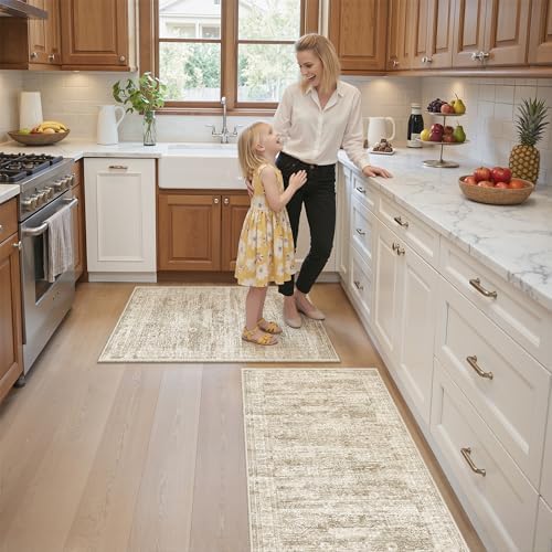 Kitchen Rugs Sets of 2, 2x3 2x4 Rug Runner,Brown - Image 5