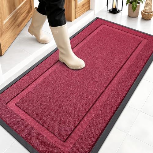 OLANLY Front Door Mat Outside 47x23, All-Season Heavy-Duty Rubber Doormat by OLANLY