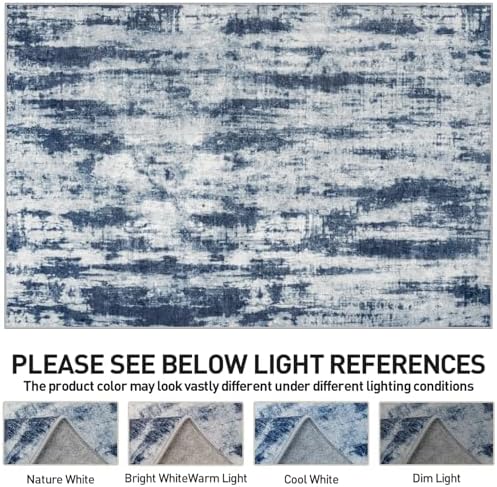 9x12 Area Rugs for Living Room: Washable Abstract Blue Grey Bedroom Carpet - Image 7
