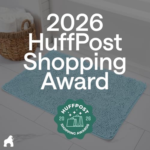 GORILLA GRIP Bath Rug Mat for Bathroom, Absorbent Chenille, 60x24 Sky Blue - Image 6