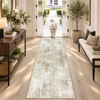 RELEANY Washable Runner 2'x6' Abstract Area Rug for Hallway Neutral Brown by RELEANY