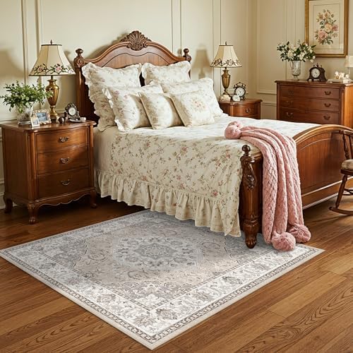 4x4 Washable Square Area Rug: Soft Entryway Kitchen Carpet with Non-Slip Backing Neutral Bathroom Nursery Floor Mat Water Resistant Low Pile Rug for Living Room Bedroom Cute Home Decor(4x4,Beige) - Image 3