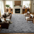 8x10 Extra Large Grey Fluffy Soft Area Rug Non-Slip for Living Room Bedroom by ModernHomeDecor