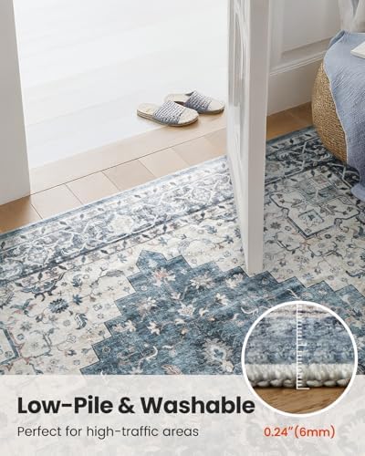 Amada 3x5 Washable Area Rug for Bedroom, Blue, Vintage Pattern - Image 6