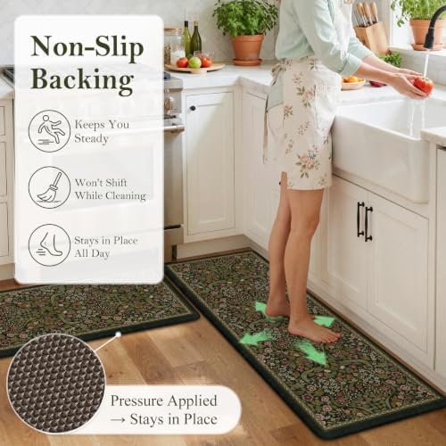 Collive Kitchen Mats for Floor, Olive Green Cushioned Anti Fatigue Rugs - Image 3