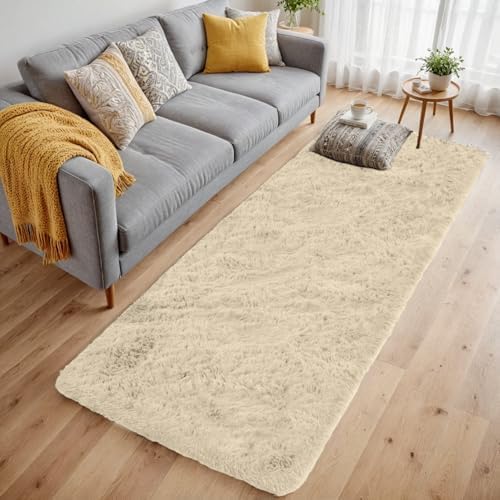 2x6 Fluffy Shag Area Rugs for Living Room Bedroom: Soft Plush Carpet Beige - Image 2