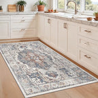 Washable 3x5 Kitchen Area Rugs: Cozy Soft Beside Low Pile Carpet for Living Room Bedroom Indoor Light-weight Doormat Anti-Slip Thin Low-Pile Rug for Entryway Nursery Small Vintage Floor Mat(3x5,Brick) - Image 4