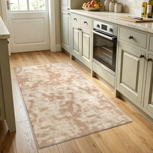3x5 Tie-dye Beige Area Rug Washable Non-Slip Soft Thin for Bedroom Kitchen - Image 2