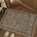 HUGEAR 2x3 Brown Vintage Floral Washable Area Rug for Entryway by HUGEAR