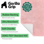 GORILLA GRIP Bath Rug Mat for Bathroom, Absorbent Chenille 36x24 Light Pink - Image 2