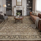 HUGEAR 7x9 Brown Vintage Floral Washable Area Rug for Living Room - Image 3