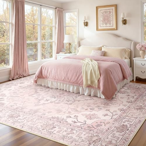 RELEANY Washable Area Rug, Large 10'x12', Pink - Image 2