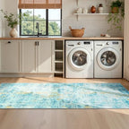 2x6 Teal Blue Rug Runners for Hallways Kitchen Runner Rug Non Slip Washable Long Runner Rugs with Rubber Backing Soft Abstract Carpet Runner for Bedroom, Kitchen, Bathroom, Entryway - Image 5