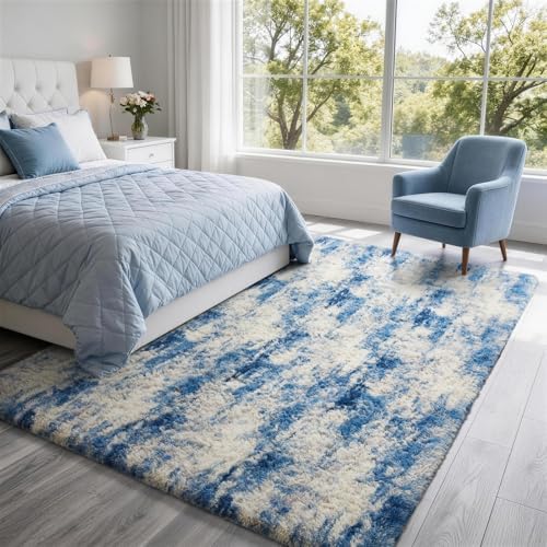 Ophanie Area Rugs for Bedroom Living Room,Color Blue/White/Grey,Size 6' x 9',Shape Rectangular - Image 5