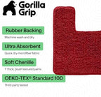 GORILLA GRIP Chenille Bath Rug Mat for Square Toilet Base, 24x19 Red - Image 3