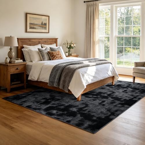 4x6 Tie-dye Dark Grey Area Rug Washable Non-Slip for Bedroom Living Room - Image 2