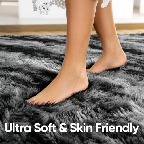 6x9 Large Black Fluffy Soft Area Rug Non-Slip for Living Room Bedroom - Image 5