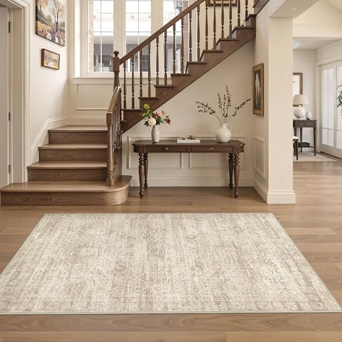 4x6 Area Rug for Entryway,Washable Kitchen Rug,Beige - Image 4