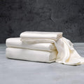 LUXOME Luxury Sheet Set | 100% Rayon (Viscose) from Bamboo | Full Size - Ivory | Deep Pockets | 4-Piece Set (Fitted, Flat, 2 Pillowcases)