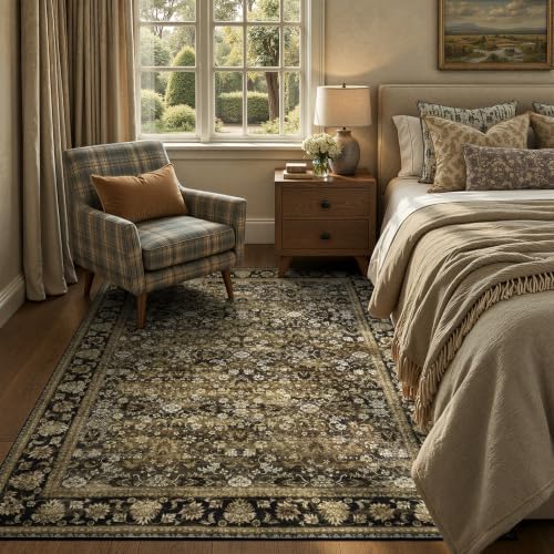 5x7 Area Rug for Living Room, Non-Slip Washable Large Carpet, Mocha Brown - Image 3