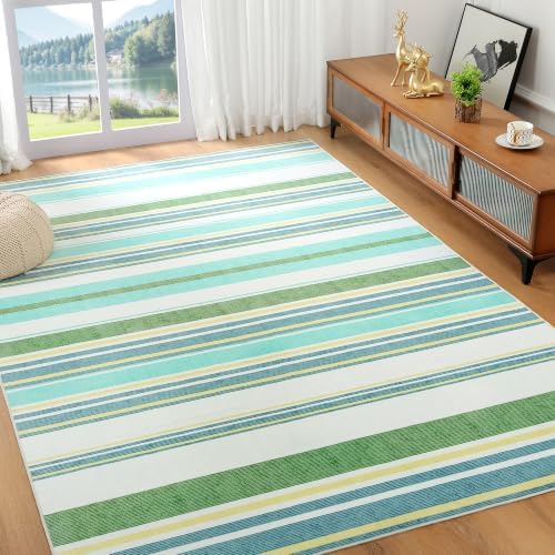 Area Rug 4x6 Green Rug Washable Rugs Non Slip Low Pile Small Carpet for Entryway, Bedroom, Kitchen, Classroom, Kids Room, Office, Dorm, Dining Room - Image 3