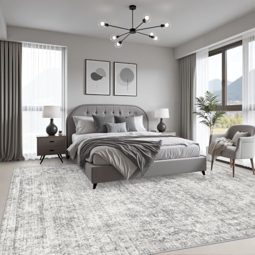 5x7 Area Rug Living Room: Modern Washable Soft Carpet Black Grey - Image 3