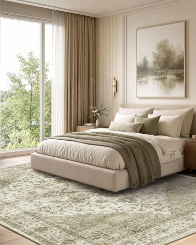 Amada Vintage Washable Area Rug,9'x12',Light Walnut - Image 4