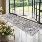 Hallway Washable Runner Rug - 2x10 Kitchen Rugs Entryway Rug Runner Vintage Soft Floor Mat Non Slip Indoor Farmhouse Carpet for Bathroom Living Room Bedroom (2 X 10, Brick) - Image 2