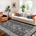 4x6 Living Room Area Rugs: Washable Non-Slip Boho Decorative Rugs for Bedroom Nursery Low Pile Neutral Small Carpet for Kitchen Dining Room Non-Shedding Floor Mat for Kids Room Office (4x6，Black) - Image 4
