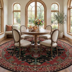 RELEANY Washable Area Rug, Round 10ft, Red/Black - Image 3