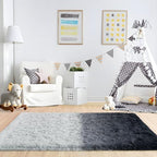 4x6 Black and Grey Fluffy Soft Area Rug Non-Slip for Bedroom Living Room - Image 6