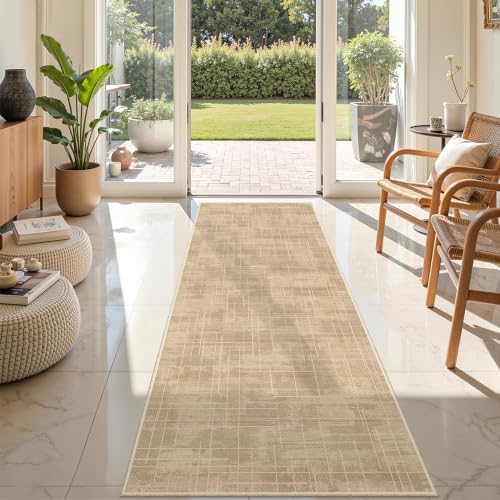 2x8 Runner Rug Non Slip,Washable Hallway Runner Rug,Brown - Image 3