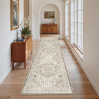 Madane Hallway Runner Rug 2x8 Washable Kitchen Rugs Non-Slip, Ivory/Brown - Image 3