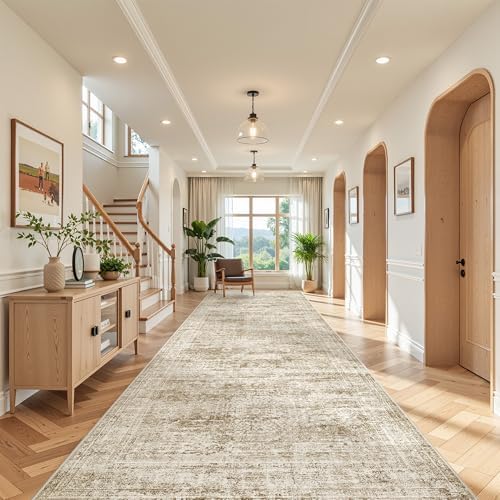 4x10 Runner Rug Non Slip,Washable Hallway Runner Rug,Brown - Image 4