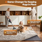 Veken Non Slip Cushioned Rug Pad Gripper, Felt and Silicone Backing, 7 x 10 Ft, 1/4 inch Thick Carpet Liner Protector Mat for Area Rugs and Hardwood Floors, with Over 99 Pcs Anti-Slip Strips Pattern - Image 2