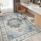Madane 6x9 Area Rugs for Living Room, Soft Vintage Washable Rug, Blue - Image 4