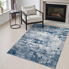 Area Rug Living Room: 3x5 Modern Washable Indoor Soft Carpet Blue by FXRHLP