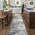 Abstract 14ft Long Runner Rug: Non-Slip Washable Rug Runner Low-Pile Soft Beside Carpet Indoor Farmhouse Entryway Floor Mat Bathroom Living Room Cozy Stain Resistant Area Rugs(2'6x14,Black/Grey) by HYHAOYUNLAI