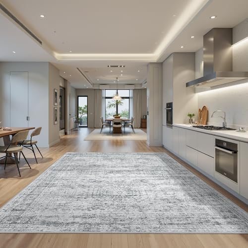 6x9 Area Rugs for Living Room,Large Washable Rug,Grey by Restydon