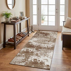 2x5 Brown Rug Runners for Hallways Kitchen Non Slip Washable Entryway Runner Rugs with Rubber Backing 5ft Long Carpet Runner for Laundry Room Bedroom, Low Pile Stain & Fade Resistant, Abstract Coffee - Image 2
