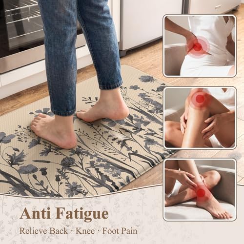 KIMODE Anti Fatigue Kitchen Mats for Floor,Farmhouse Kitchen Rugs Sets of 2 - Image 2