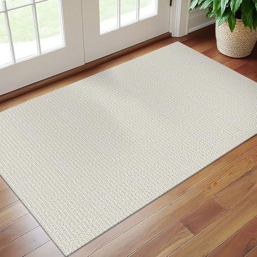 EARTHALL Washable Entryway Rug, Non Slip Area Rug, 3x5 Ft, Cream/Grayish - Image 5