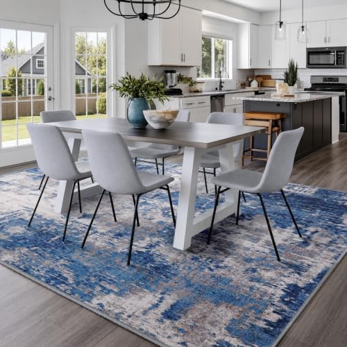 RELEANY Washable 8'x10' Abstract Area Rug for Living Room Blue Gray - Image 3