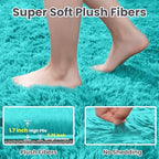 8x10 Fluffy Shag Area Rugs for Living Room Bedroom: Soft Carpet Teal Blue - Image 5