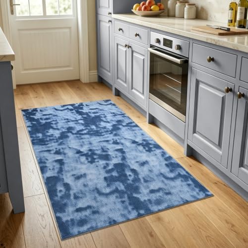 3x5 Tie-dye Dark Teal Area Rug Washable Non-Slip Soft for Bedroom Kitchen - Image 2