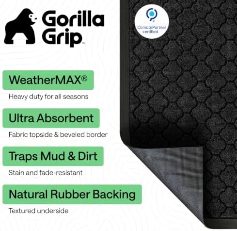 GORILLA GRIP WeatherMAX Door Mat, Indoor Outdoor, 47x35, Black Quatrefoil - Image 2